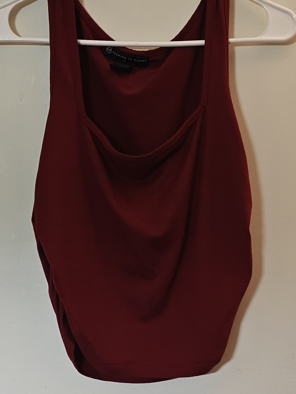 Fashion to Figure Draped Cowl Tank Top - Burgundy, Size 0